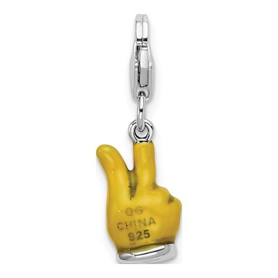 Sterling Silver Hand Peace Sign Charm – view 4