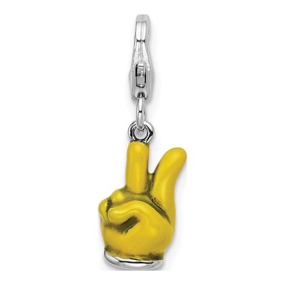 Sterling Silver Hand Peace Sign Charm