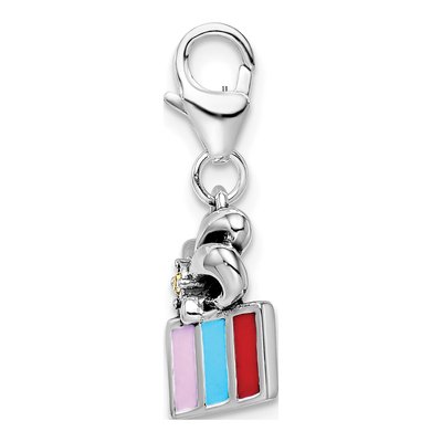 Sterling Silver Crystal Present Charm – view 3