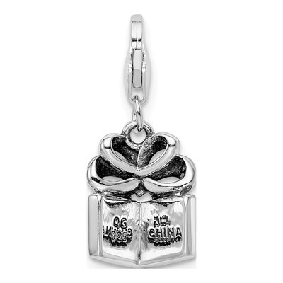 Sterling Silver Crystal Present Charm – view 4