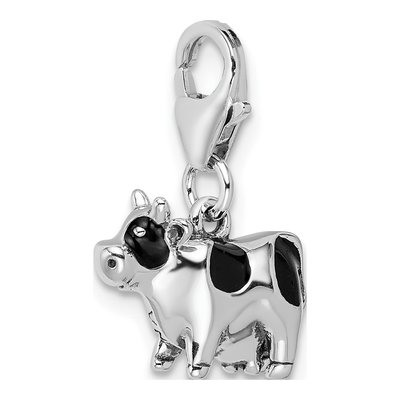 Sterling Silver 3-D Enamel Cow Charm – view 5