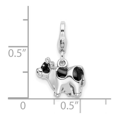 Sterling Silver 3-D Enamel Cow Charm – view 6