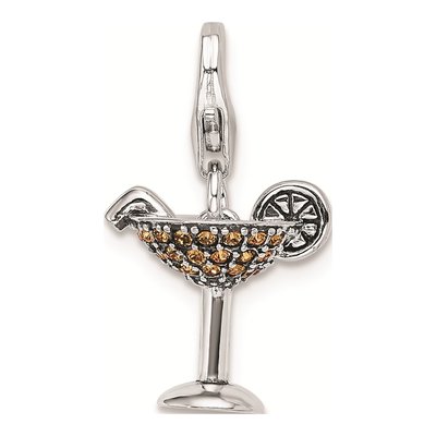 Sterling Silver Crystal Martini Glass Charm