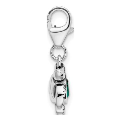 Sterling Silver Crystal Turtle Charm – view 3