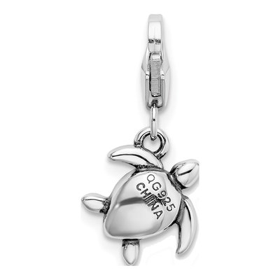 Sterling Silver Crystal Turtle Charm – view 4