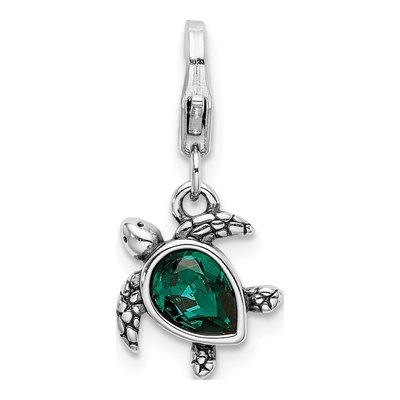 Sterling Silver Crystal Turtle Charm