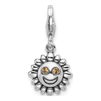 Sterling Silver Crystal Sun Charm – view 4