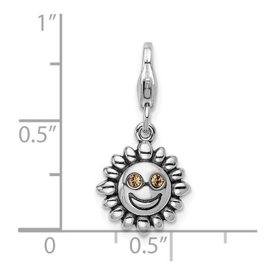 Sterling Silver Crystal Sun Charm – view 5