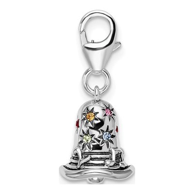 Sterling Silver Crystal Bell Charm – view 3