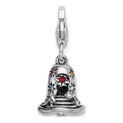 Sterling Silver Crystal Bell Charm – view 4