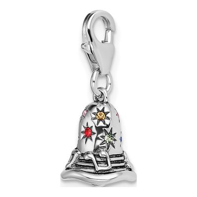Sterling Silver Crystal Bell Charm – view 5