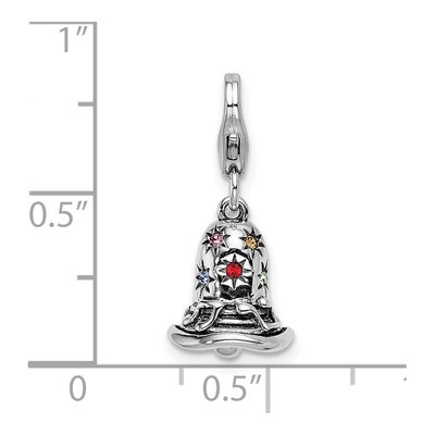 Sterling Silver Crystal Bell Charm – view 6
