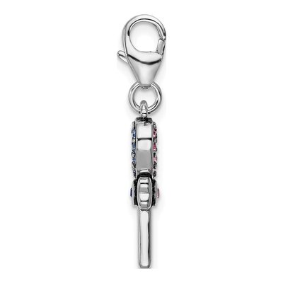 Sterling Silver Crystal Reversible Heart Key Charm – view 3