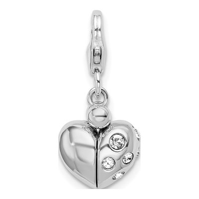 Sterling Silver Crystal Heart Charm