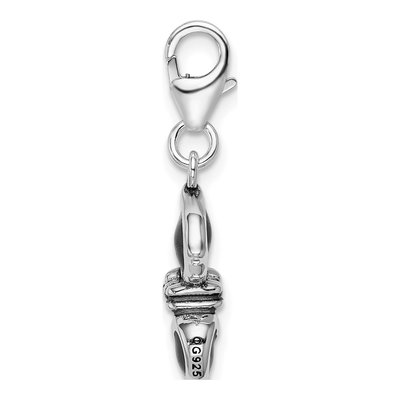 Sterling Silver 3-D Black Enamel Cat Charm – view 3
