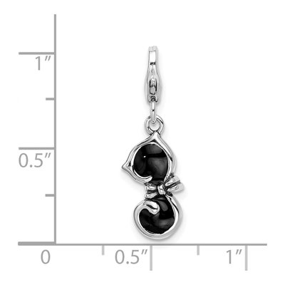 Sterling Silver 3-D Black Enamel Cat Charm – view 5