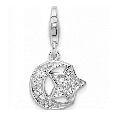 Sterling Silver CZ Moon Star Charm