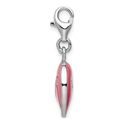 Sterling Silver Pink Enamel Heart Charm – view 3