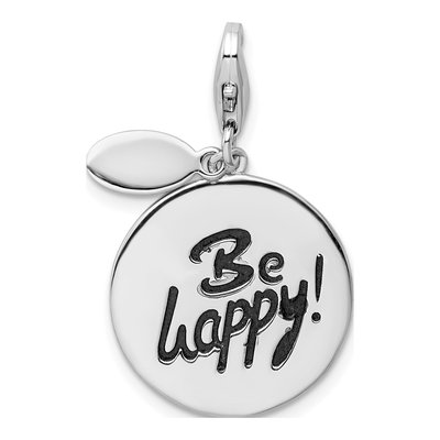 Sterling Silver Be Happy! Charm – view 4