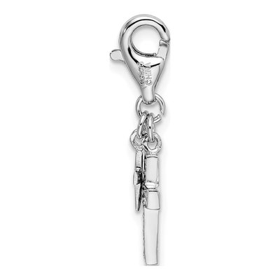 Sterling Silver CZ Two Cross Charm – view 3
