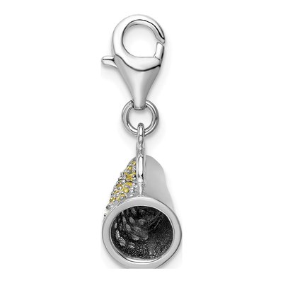 Sterling Silver CZ 3-D Megaphone Charm – view 3