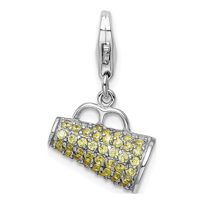 Sterling Silver CZ 3-D Megaphone Charm
