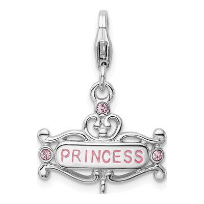 Sterling Silver CZ Princess Charm
