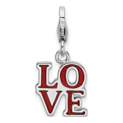 Sterling Silver Red Enamel LOVE Charm