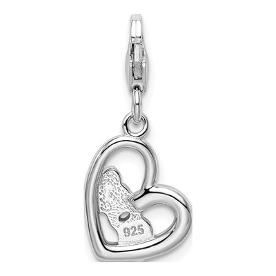 Sterling Silver Crystal MOM Heart Charm – view 4