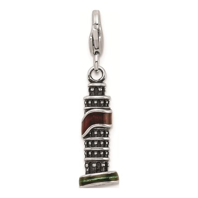 Sterling Silver Rh Enameled Leaning Tower of Pisa Charm – view 4