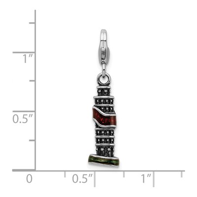 Sterling Silver Rh Enameled Leaning Tower of Pisa Charm – view 6