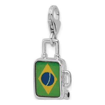 Sterling Silver Brazilian Flag Suitcase Charm – view 5