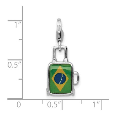 Sterling Silver Brazilian Flag Suitcase Charm – view 6