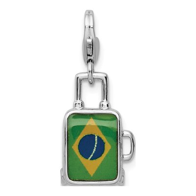 Sterling Silver Brazilian Flag Suitcase Charm
