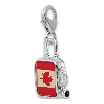 Sterling Silver Canadian Flag Suitcase Charm – view 5
