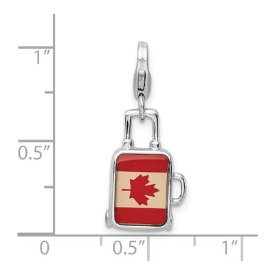 Sterling Silver Canadian Flag Suitcase Charm – view 6