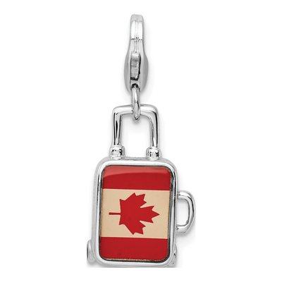 Sterling Silver Canadian Flag Suitcase Charm