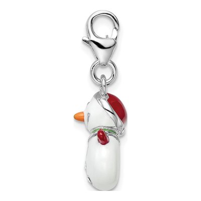 Sterling Silver Crystal Enamel Snowman Charm – view 3