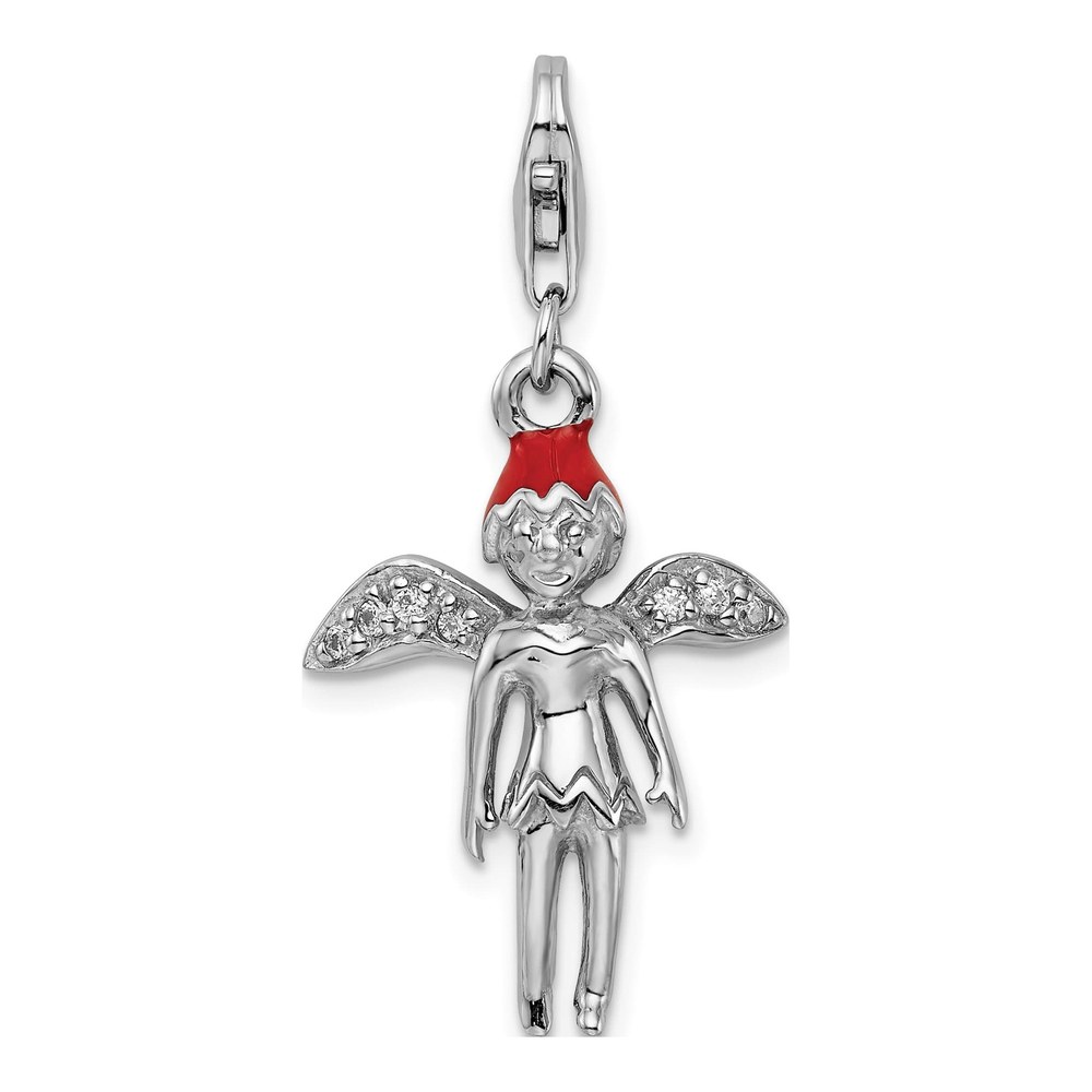 Sterling Silver Fairy Charm with CZ Lobster Clasp