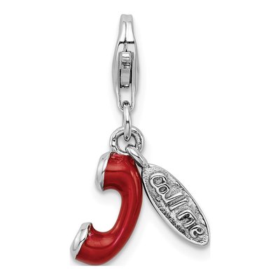 Sterling Silver 3-D Enamel Phone Charm