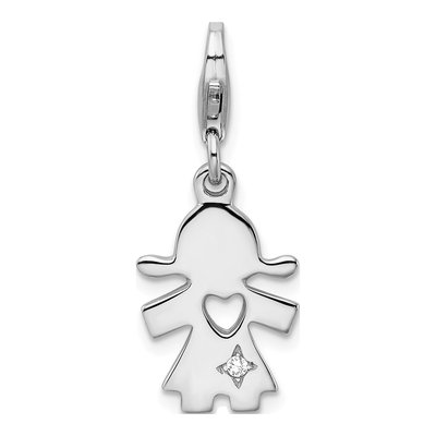 Sterling Silver CZ Little Girl Charm