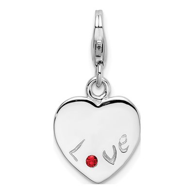Sterling Silver CZ Heart Charm