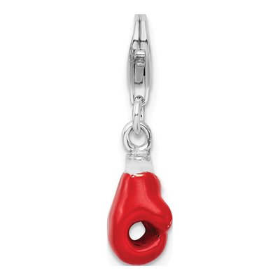 Sterling Silver 3-D Enameled Boxing Glove Charm
