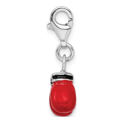 Sterling Silver 3-D Enameled Boxing Gloves Charm – view 3