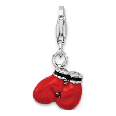 Sterling Silver 3-D Enameled Boxing Gloves Charm – view 4