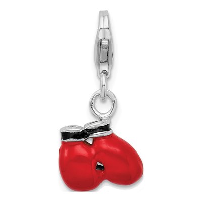 Sterling Silver 3-D Enameled Boxing Gloves Charm