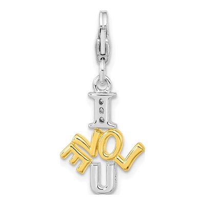 Gold-Plated Sterling Silver CZ I LOVE Charm – view 5