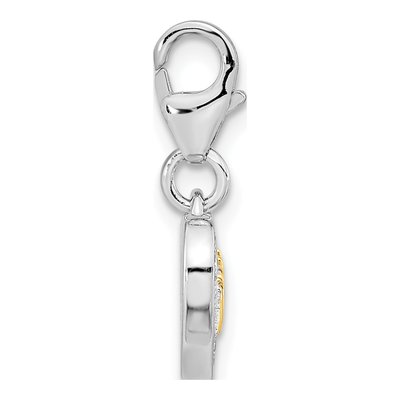 Gold-Plated Sterling Silver CZ MOM Heart Charm – view 3