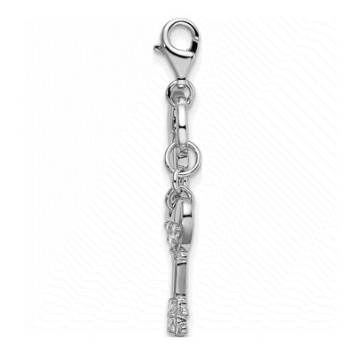 Sterling Silver CZ Heart Key Charm – view 3