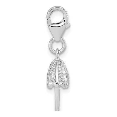 Sterling Silver Crystal 3-D From Umbrella Charm – view 3